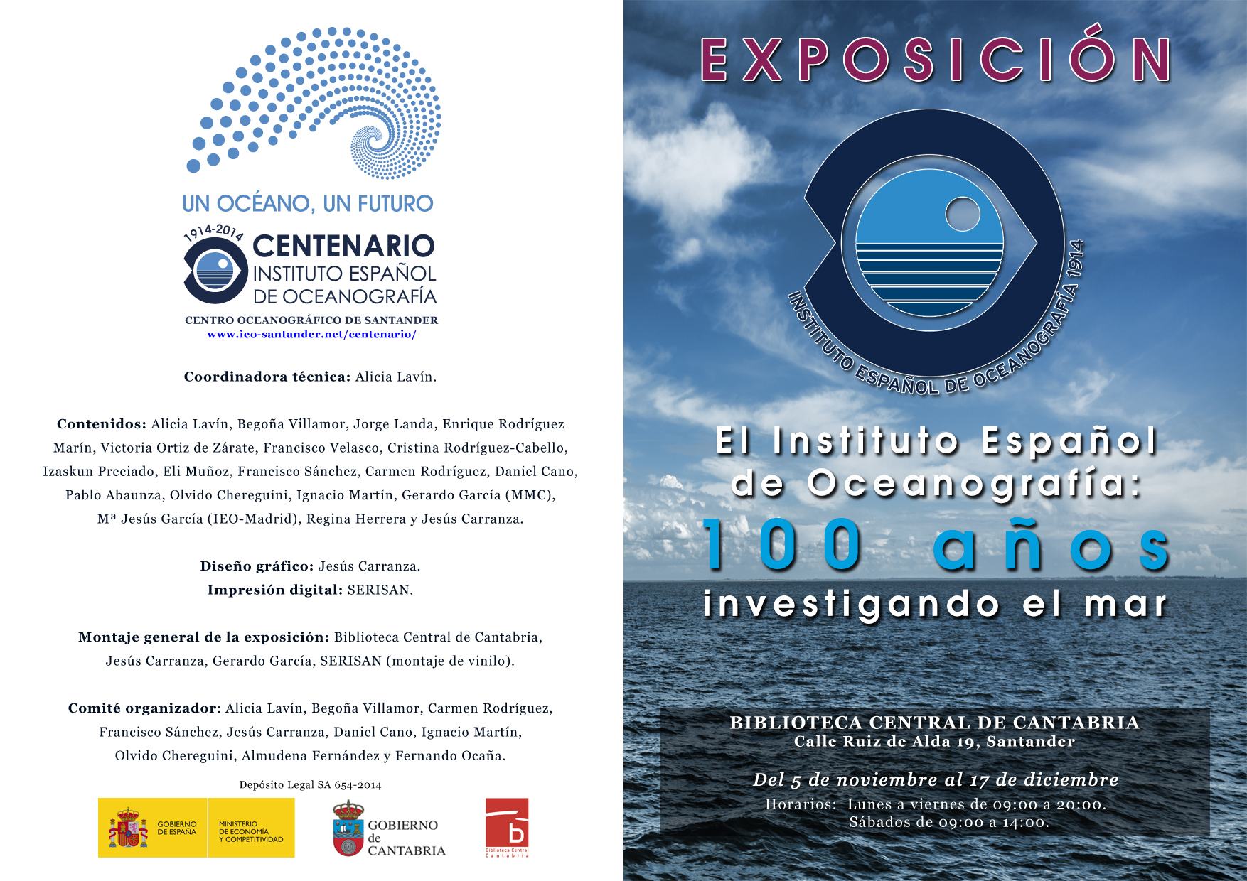 Programa de actividades de la exposición del Centenario del Instituto Español de Oceanografía de Santander