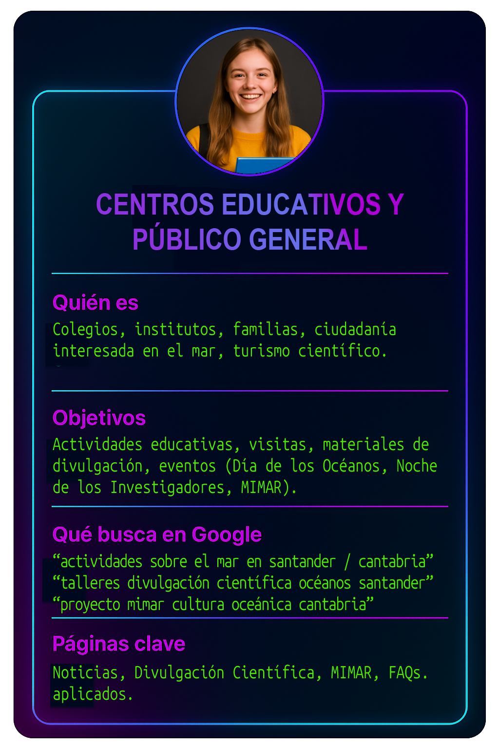 Centros educativos y público general